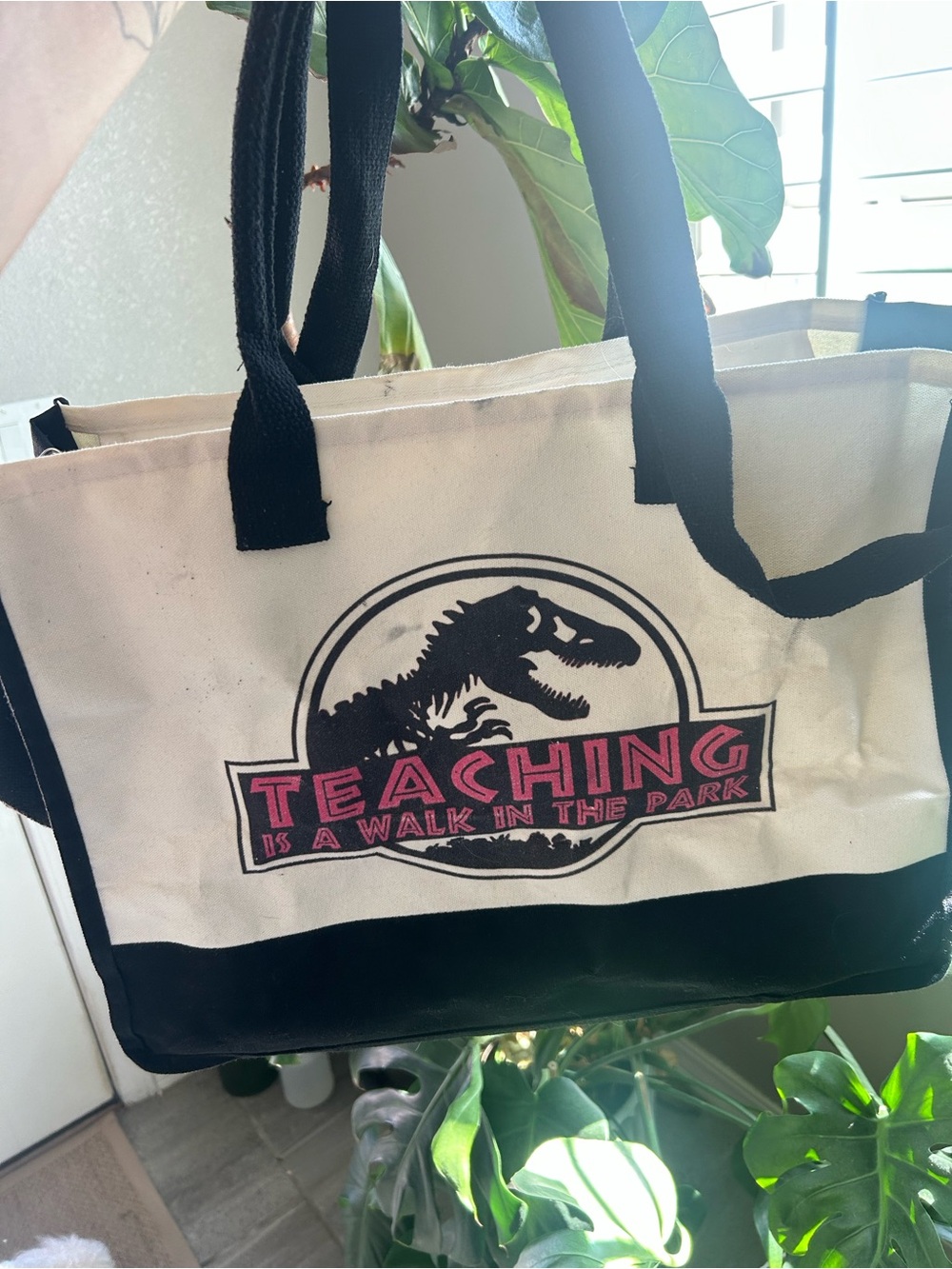 Canvas Tote Bag - Black and Cream Teaching Design
